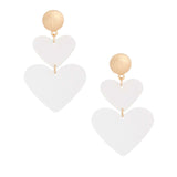 White Double Heart Earrings