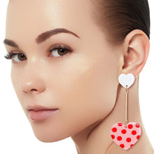 Load image into Gallery viewer, Pink Polka Dot Heart Earrings
