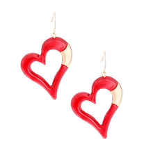 Load image into Gallery viewer, Red Matte Gold Heart Earrings
