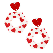 Load image into Gallery viewer, White Hexagon Heart Earrings
