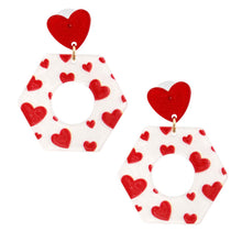 Cargar imagen en el visor de la galería, White Hexagon Heart Earrings
