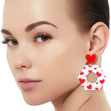 Load image into Gallery viewer, White Hexagon Heart Earrings
