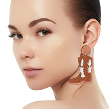 Load image into Gallery viewer, Brown and White Clay Boots Earrings
