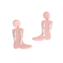 Load image into Gallery viewer, Pink and White Clay Boots Earrings
