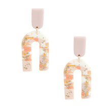 Load image into Gallery viewer, Blush Marbled Clay U Drop Earrings
