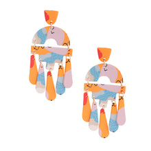Load image into Gallery viewer, Orange Marbled Clay Teardrop Earrings
