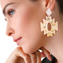 Load image into Gallery viewer, Blush Marbled Clay Aztec Earrings
