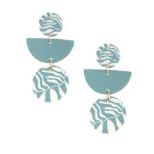 Load image into Gallery viewer, Teal Clay Leaf Pattern Earrings
