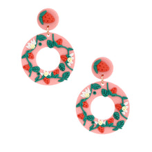 Load image into Gallery viewer, Pink Clay Strawberry Donut Earrings

