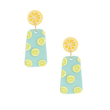 Load image into Gallery viewer, Turquoise Clay Lemon Trapezoid Earrings
