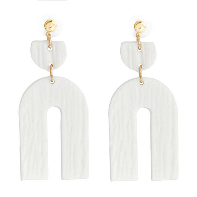 White Clay Arch Bridal Earrings