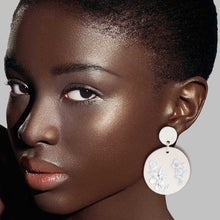 Load image into Gallery viewer, White Tan Clay Round Flower Bridal Earrings
