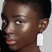 Load image into Gallery viewer, White Clay Rounded Rectangle Bridal Earrings
