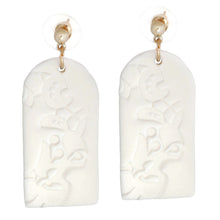 Load image into Gallery viewer, White Clay Rounded Rectangle Bridal Earrings
