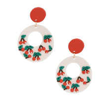 Load image into Gallery viewer, White Clay Cherry Donut Earrings
