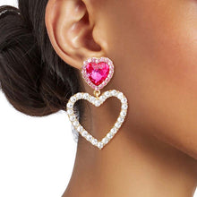 Load image into Gallery viewer, Gold Pink Cutout Heart Earrings
