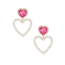 Load image into Gallery viewer, Gold Pink Cutout Heart Earrings
