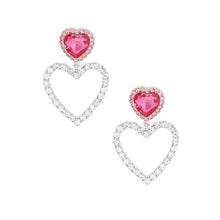 Load image into Gallery viewer, Silver Pink Cutout Heart Earrings
