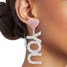 Cargar imagen en el visor de la galería, Pink Silver LOVE YOU Earrings
