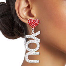 Load image into Gallery viewer, Red Silver LOVE YOU Earrings
