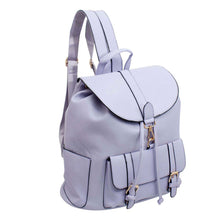 Load image into Gallery viewer, Light Purple Buckle Flap Backpack
