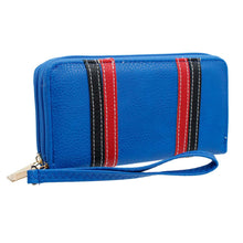 Load image into Gallery viewer, Blue Striped Double Zipper Wallet
