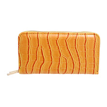 Load image into Gallery viewer, Yellow Croc Double Zipper Wallet
