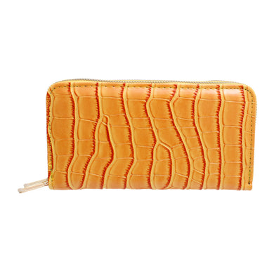 Yellow Croc Double Zipper Wallet