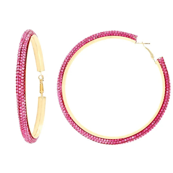 Rainbow Rhinestone Hoops