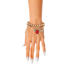 Cargar imagen en el visor de la galería, Gold Bead 2 Pcs Heart Charm Bracelets
