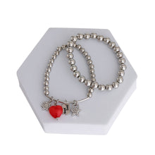 Cargar imagen en el visor de la galería, Silver Bead 2 Pcs Heart Charm Bracelets
