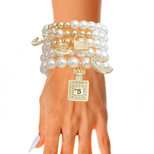 Load image into Gallery viewer, Cream Pearl No. 5 Boutique Charm Bracelets
