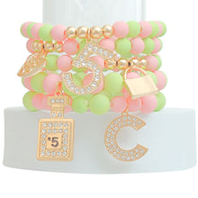 Load image into Gallery viewer, Matte Pink and Green No.5 Boutique Charm Bracelets
