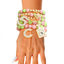 Load image into Gallery viewer, Matte Pink and Green No.5 Boutique Charm Bracelets
