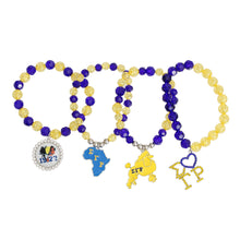 Load image into Gallery viewer, Blue Gold Bead Silver Sorority Set
