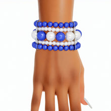 Load image into Gallery viewer, Bracelet Blue White Stacked Pearls for Women
