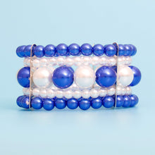 Load image into Gallery viewer, Bracelet Blue White Stacked Pearls for Women

