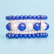 Cargar imagen en el visor de la galería, Bracelet Blue White Stacked Pearls for Women
