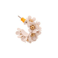 Load image into Gallery viewer, White Flower Hoop Earrings

