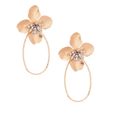 Load image into Gallery viewer, Gold Flower Teardrop Hoops
