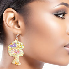 Load image into Gallery viewer, Dangle Clear Medium Afro Flower Earrings for Women
