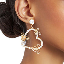 Load image into Gallery viewer, Gold Butterfly Heart Earrings
