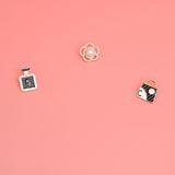 Gold Black 3pcs Flower Designer Studs