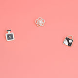 Silver Black 3pcs Flower Designer Studs