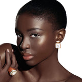 Gold White 3pcs Flower Designer Studs