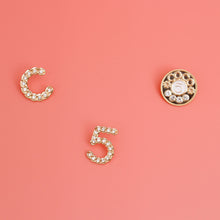 Load image into Gallery viewer, Gold White 3pcs Coco Designer Studs
