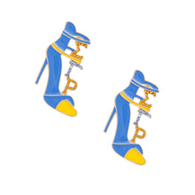 Load image into Gallery viewer, Gold Blue Sigma Heel Studs
