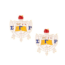 Load image into Gallery viewer, Gold Blue Crest Studs
