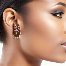 Load image into Gallery viewer, Pink Green Hand Sign Studs
