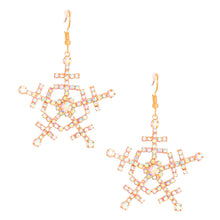 Cargar imagen en el visor de la galería, Dangle Gold Medium Snowflake Earrings for Women
